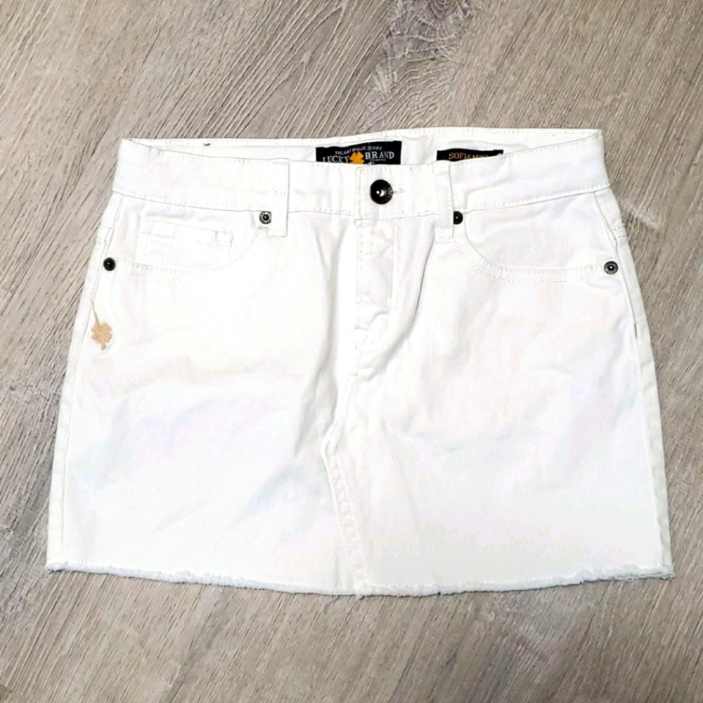 Lucky Brand denim Sofia mini white skirt size 12